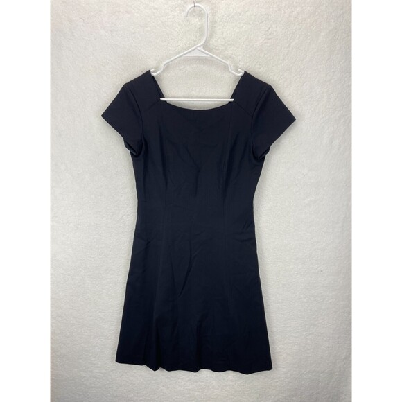 Theory Fit & Flare Dress Women’s Size 4 Navy Cap Sleeve Boat Neck Virgin Wool - Picture 1 of 7